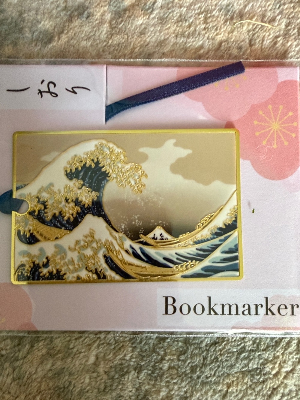 Sakura Japanese Gold-Accented Wave Metal Bookmarker